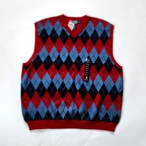 NWT Y2K XL Chaps Ralph Lauren argyle cotton vest blue maroon